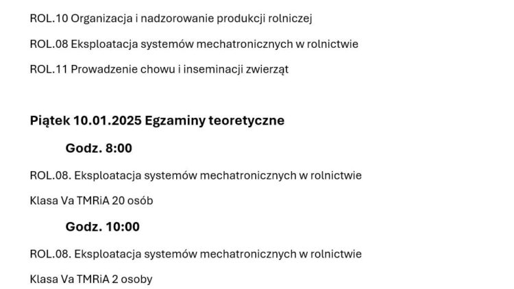 Egzaminy zawodowe zima – terminy i wykaz zdających
