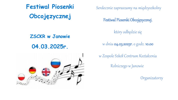 Festiwal Piosenki Obcojęzycznej ZSCKR w Janowie