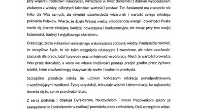 List do absolwentów